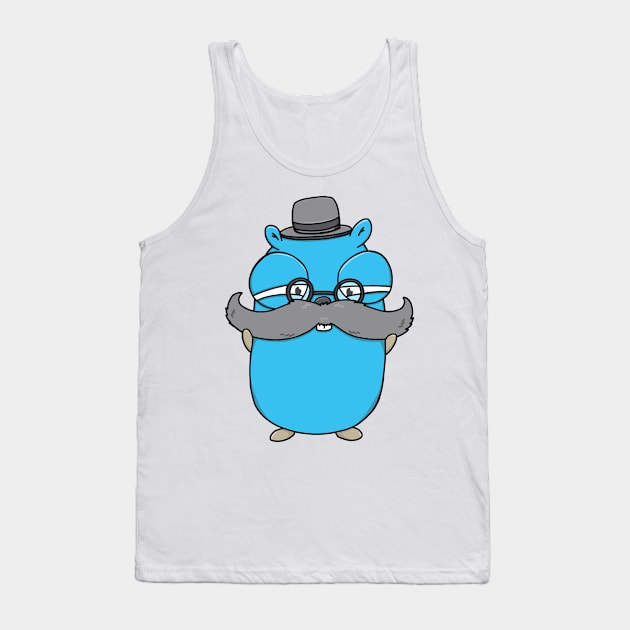 Posh Mustached Gopher Tank Top by MariaNinfa